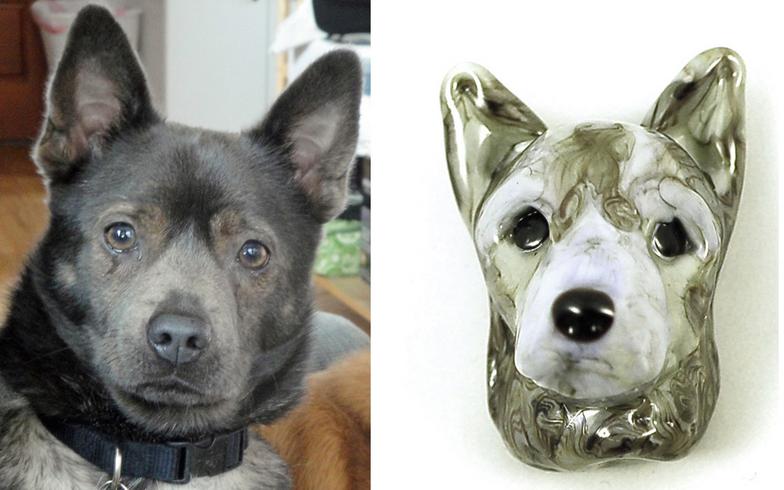 Custom dog sculpture in glass